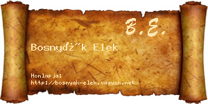 Bosnyák Elek névjegykártya